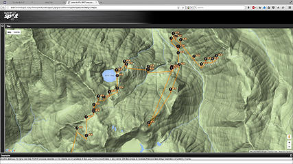 35, & 36 are way off -- possibly because I was messing around on steep slope with high canopy, marking a trail washout.  38-45 are OK:  Gurgle Maps does not show the PCT detour down to the new Milk Creek Bridge.