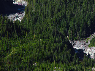 Tohoma Creek Suspension Bridge from Pyramid Summit