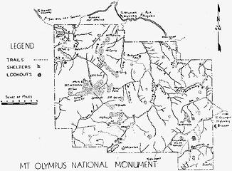 Mt. Olympus National Monument 1937 map*