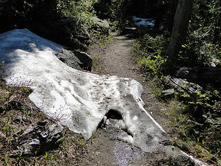Wow a snow patch (the only one) left on trail to upper Crystal Lake.