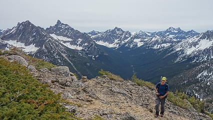 Ascending the easy lower south ridge