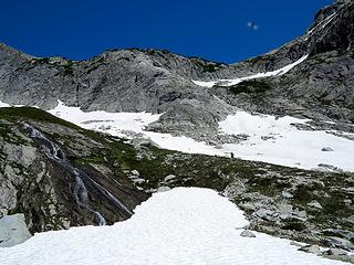 On easier terrain continuing to Perfect Pass (at upper right)