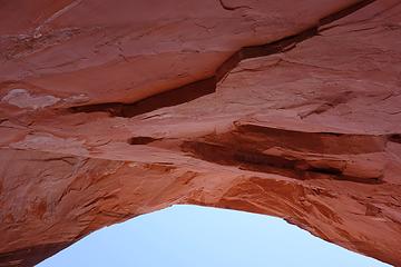 Looking straight up at the overhang