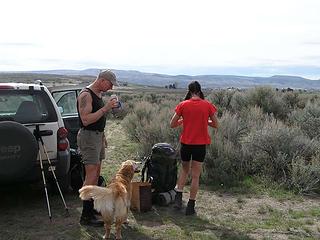 Getting "geared up" for the first backpack of the season