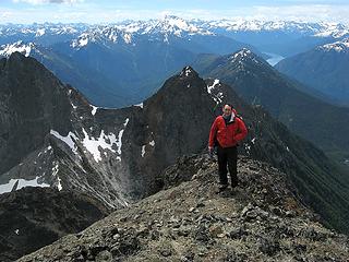 Matt on North Hozomeen, with South Hozomeen, Jack Mtn, & Ross Lake