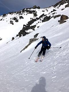 Skiing down (photo by Fred)