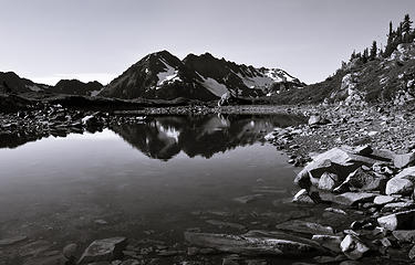 So hard to part ways ... one last shot of Mt Duckabush ... reflecting in a tarn near Hart Lake