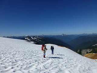 On the snow looking for the notch that gets you on the Buckindy Glacier