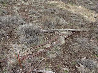 Metal and wood near spring at the top of Sanford Canyon.
