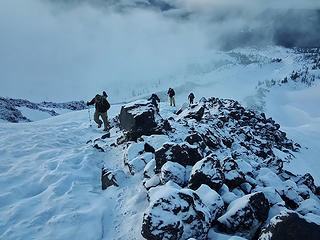 Other climbers ascending the ridge