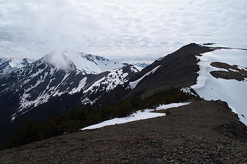 Looking SW to Grey Wolf Ridge from Pt6537. Baldy summit on the right.