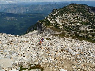 Steve and Hannah working the rockpile below Howard's summit ridge