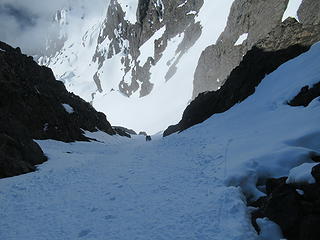 Jake and Kyle midway up the couloir