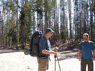 Road Dog and Hiker Jim comparing notes at Pettit Lake trailhead