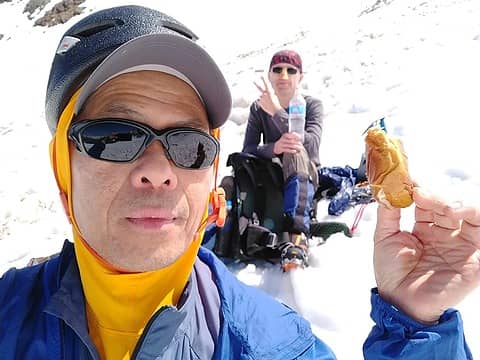 We made it down from the summit. Enjoying our lunch.