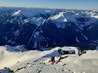 Going down the southwest ridge