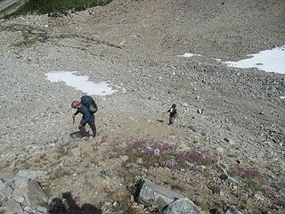 climbing shitty terrain to Silent Lakes