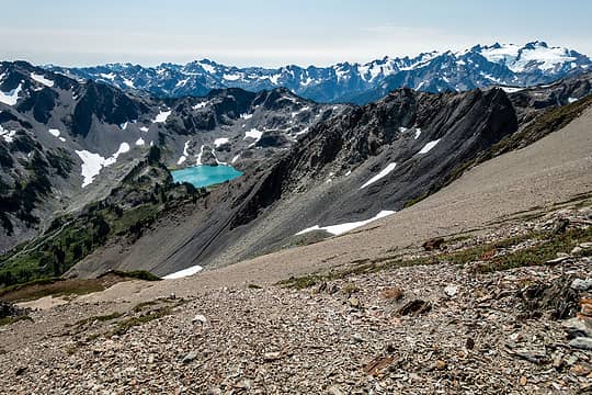 descended this scree slope to the knob at lower left and then went right