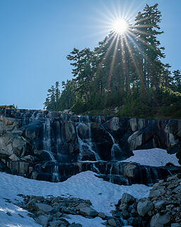 Waterfall and sunburst