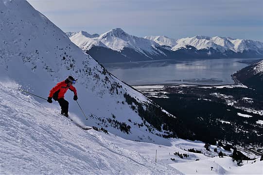 March: Spring skiing above Turnagain Arm, Alaska