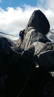 Jake on Prusik's West Ridge.