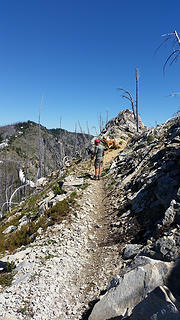 Trail with Devils Backbone in the distance