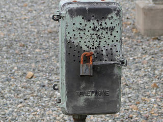 Rusty lock on a phone box on East Tiger summit.