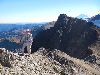 in the saddle with false summit behind