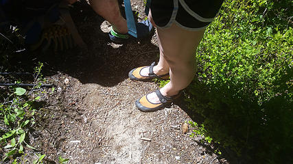 Appropriate footwear for creek crossing