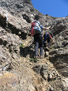 Scrambling class 3 rock on Crater