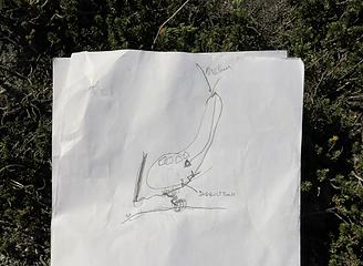 Stefan's map of how to get to the Big Beaver (apparently drawn after consuming the contents of the summit register container)