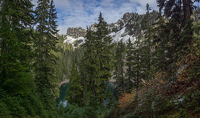 Kendall Peaks and forest above Third Lake