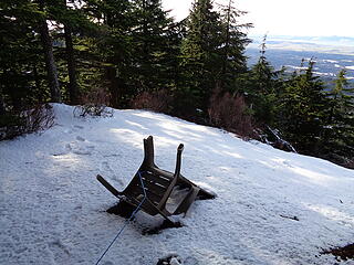 One of several chairs at viewpoints.