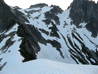 The slope north of Pickell Pass, leading up to Swiss and down to Goodell Creek.