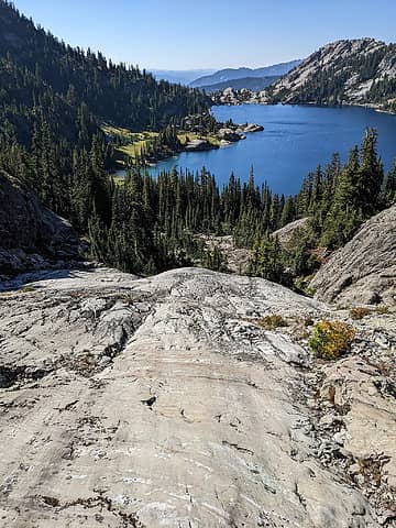 Walking down slabby rock to Spade