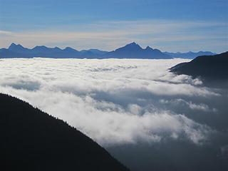 Hozomeen and clouds in the Skagit River valley