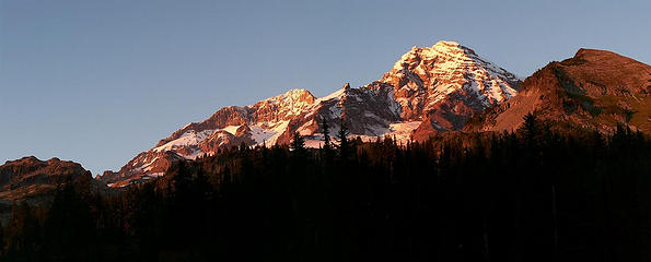 Sunset on Rainier and Pyramid