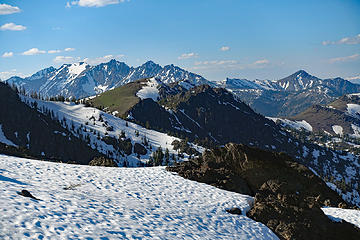 From Midnights South summit and lookout area looking at Gardner Ridge and Storey.