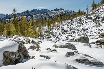 looking back at the boulder field