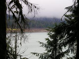 Lake, Trees and low clouds