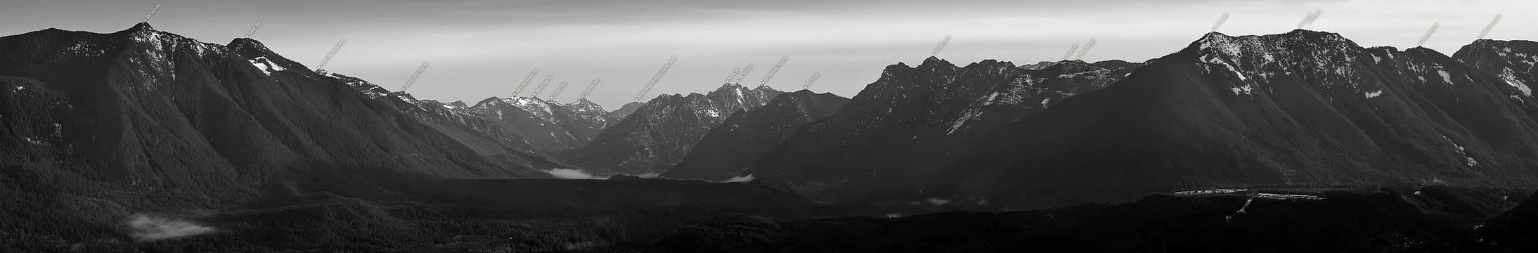 View up the Middle Fork Snoqualmie valley from Rattlesnake Ledges . . . labeled