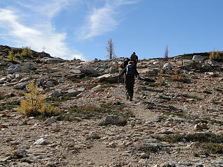 Starting up towards point 6910 to the right of Cutthroat Pass. Other hikers heading up.