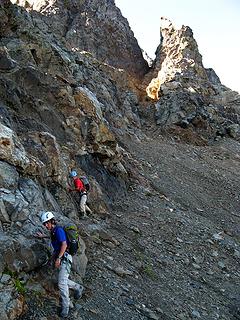 Returning back across the Scree Apron (descent)