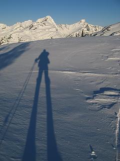 My shadow pointing toward my goal for the day