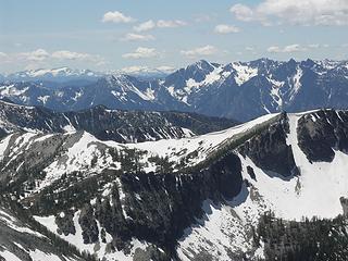 Hoodoo Pass cuts a notch in The Sawtooth Ridge.