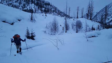 skiing up the Methow River