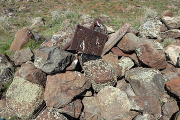 Gracie Point summit cairn and sign
