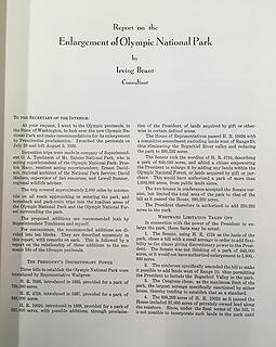 Report on Enlargement of Olympic National Park Irving Brandt 1938 01