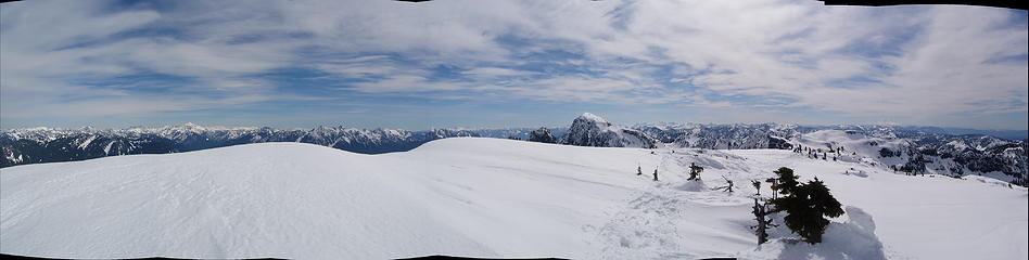 Looking east, Mt Index and the lunch crew