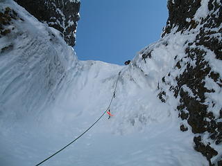 Daniel leading the third ice curtain.